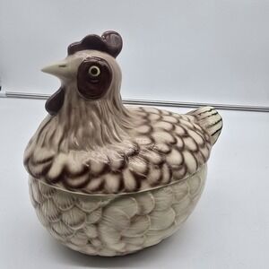 Vintage  Chicken/Hen  Ceramic Dish Farmhouse Kitchen Cottage Core Cookie JAR